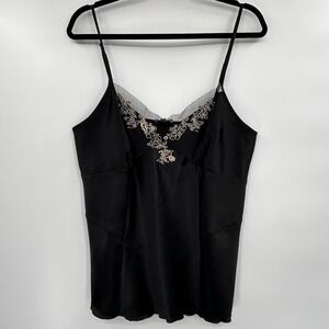 Vintage Nicola‎ Womens Y2K Babydoll Whimsigoth Cami Top Size M Black Embroidered